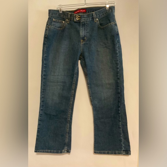 Nautica Jeans Size 8 Womens Boot Cut Medium Wash Cropped Factory Fade Blue Denim - Picture 1 of 3